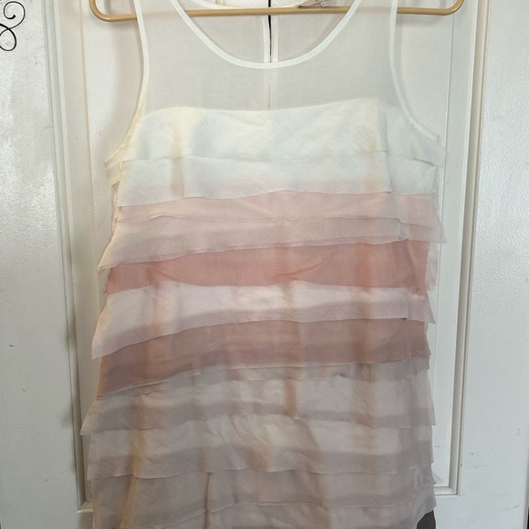 Loft Layered Sheer Sheath Dress Ombré Neutrals Size 8 Petite - Picture 1 of 11